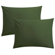 Soft Microfiber Pillow Covers, Envelope Closure, Stain Resistant, Olive Green