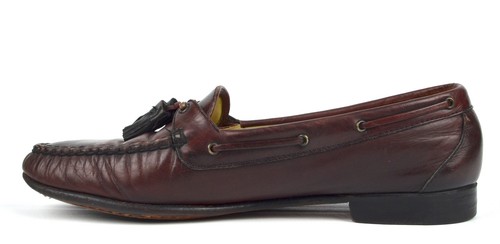 FLORSHEIM Royal Imperial Mens 11D Loafer MocToe Tassel Boat Shoe Leather Maroon - Picture 4 of 11