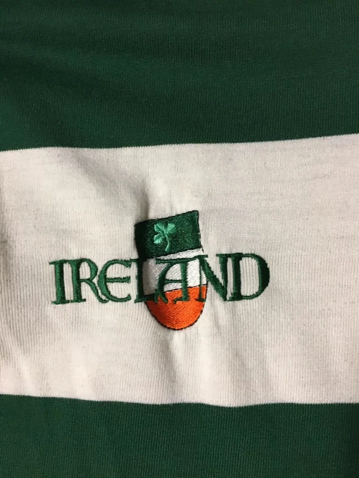 Vtg 80s Ireland Faded Striped Polo Shirt L USA Irish Pub Bar Beer 90s Grunge - Image 2 of 4