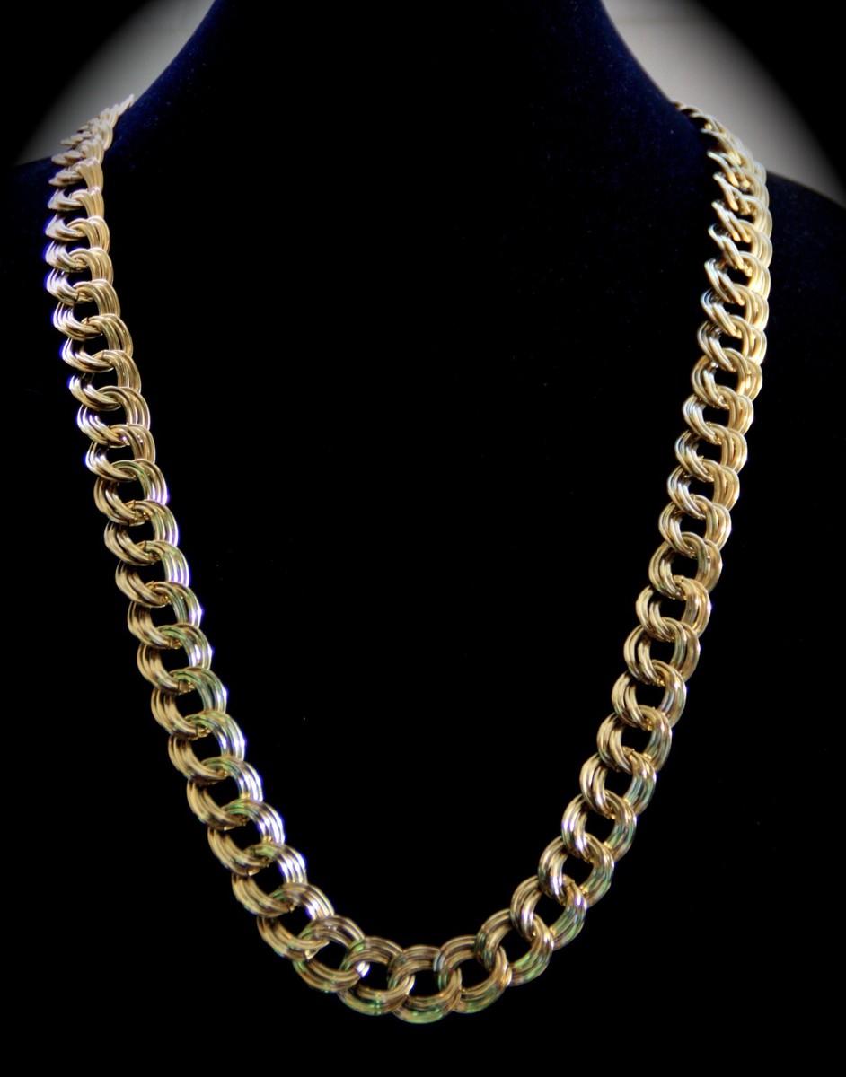 Neiman Marcus Retired Lee Angel Link Chain Long Necklace 18k Gold