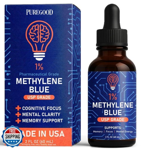 PureGood Pharmaceutical-Grade Methylene Blue 1% – 60mL | USP-Grade, Third-Par