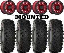Kit 4 System 3 ATX470 Tires 30x10-14 on Black Rhino Parker Beadlock Red VIK