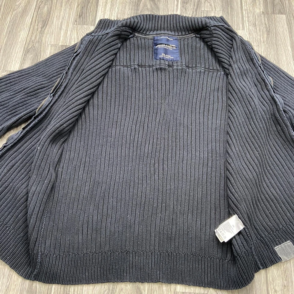 Cárdigan suéter tejido con cable negro cremallera completa NAUTICA para hombre talla 2XL Foto 4 de 4