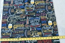 By 1/2 Yd, Bar / Pub Signs on Black Quilt Cotton, Clothworks, Tourtillotte,P7153
