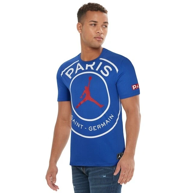 Paris Saint Germain Jordan Mens Logo T Shirt BQ8384 480 Blue White Size Medium