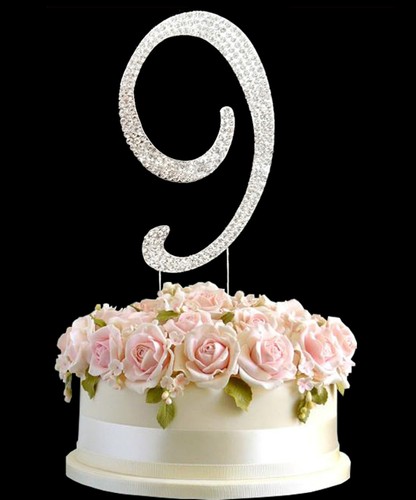 Diamante Rhinestone Gem Cake Pick Topper Birthdays Anniversary Silver Numbers - 第 11/41 張圖片