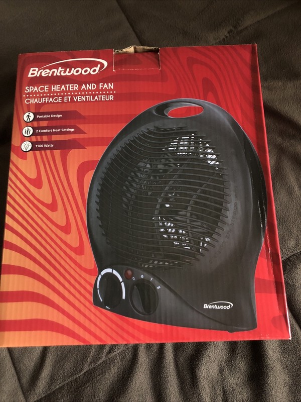 Brentwood H-F301BK 1500-Watt Portable Electric Space Heater and Fan, Black New