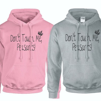 Don't Touch Me Peasants Girls Slogan Divas Womens Mothers Comfy Sports Hoodie 