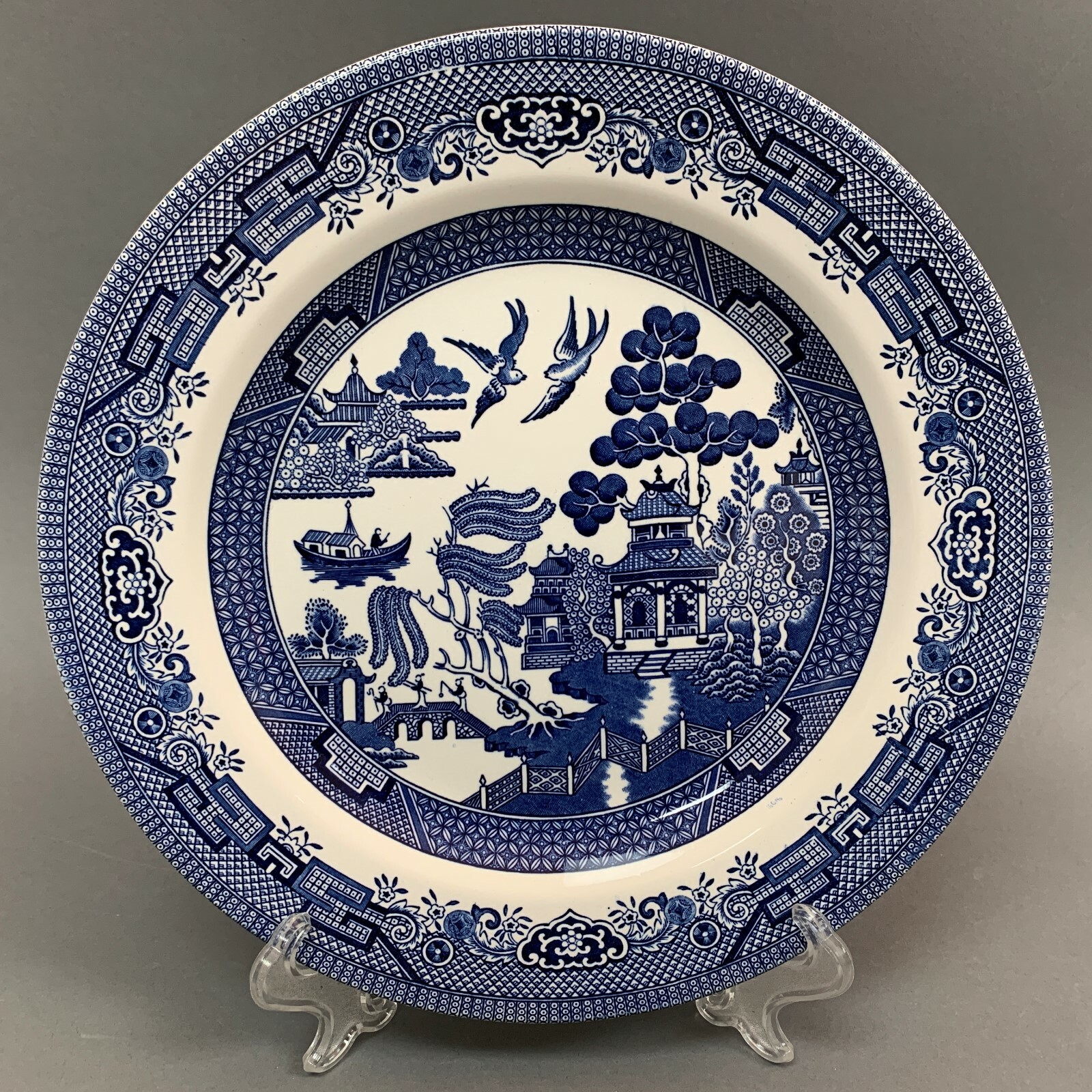 Churchill Dinner Plate White Blue Willow 10 3/8 Made in England eBay