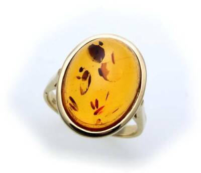 Ladies' ring real amber from the Baltic Sea real gold 333 yellow gold 8k 8291/3be
