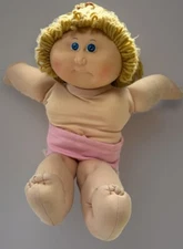 Vintage  Cabbage Patch Girl Doll W Blonde Hair Blue Eyes 1978 Pink Shorts