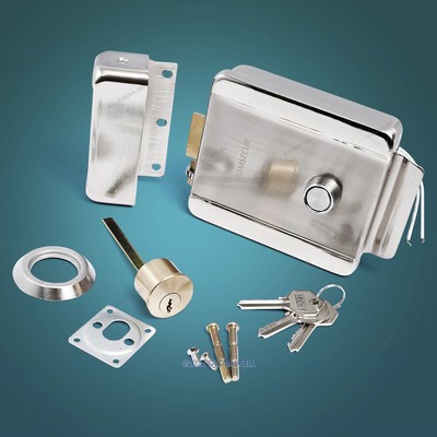 HOMSECUR DC12V Electric Rim Lock With Keys For Iron Door Wooden Door