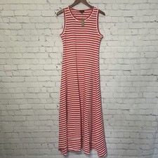 J. Crew NWT Size Small Orange/Pink-Coral White Striped Sleeveless Low Maxi Dress
