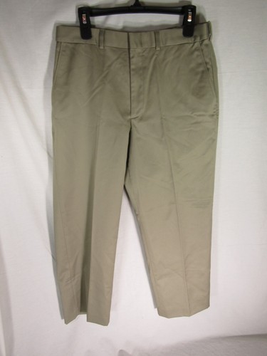 Lands' End Tradition Fit Khaki Dress Pants size 33 Men's Slacks Flat Front Beige - Picture 2 of 6