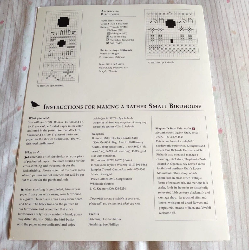 Shepherds Bush Patriotic Pair America Counted Cross Stitch Pattern 1997 - Image 2 of 2