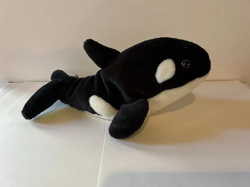 BEAN SPROUTS - DOMINO - the killer whale Vintage Bean bag plush Tag 8"