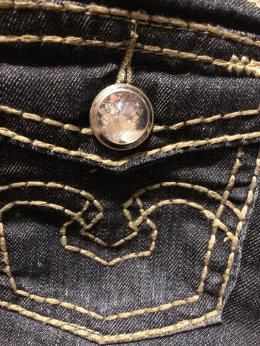 Bermuda Jean Shorts Junior Size 3 ZCO Thick Stitched Denim Bling Rhinestones - Picture 3 of 12