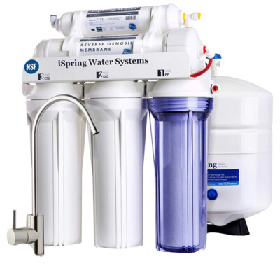 iSpring 5 Stage Reverse Osmosis Home Drinking Water Filter System Purifier RCC7