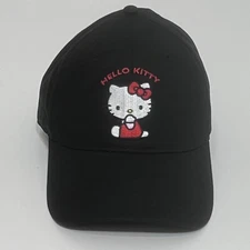 Hello Kitty Cap Women Adjustable Baseball Hat Black Embroidered Logo New