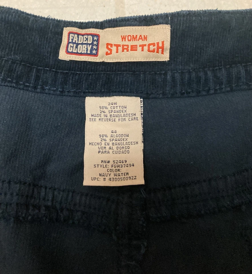 Faded Glory Navy Blue Corduroy Stretch Pants 24W Women’s Bootcut  - Image 3 of 4