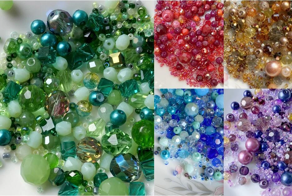 Weihnachten DIY Schmuck Basteln Set Glasperlen MIX 8mm/4mm/2mm bunt rund Perlen - Bild 3 von 4