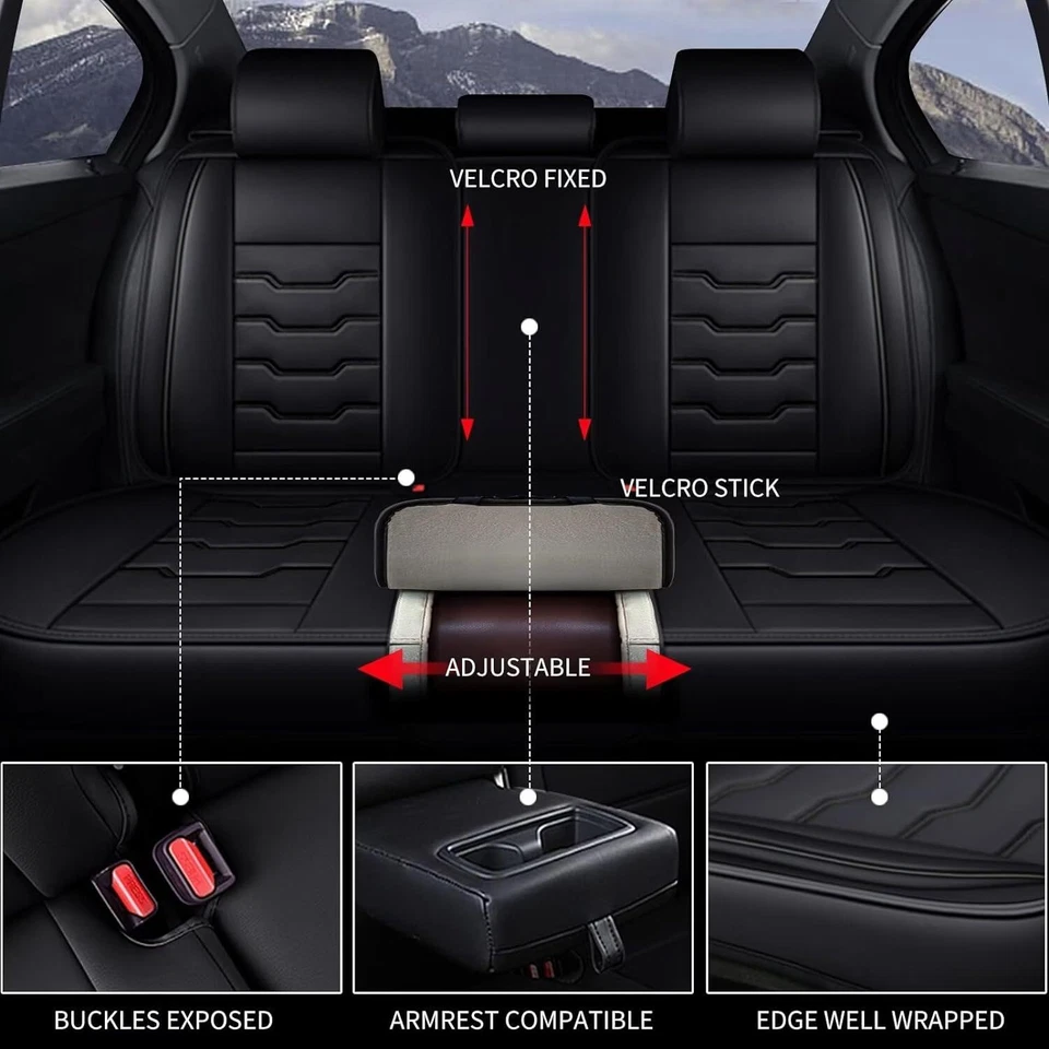 Fundas de 5 asientos de cuero sintético cojín delantero y trasero para Ford EcoSport 2018-2022 Foto 4 de 4