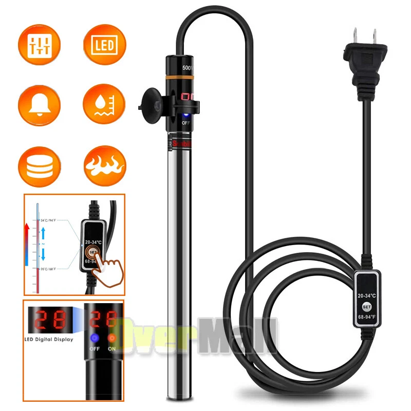 500W LCD Digital Acuario Calentador Anti-Explosión Termostato Electrónico Pecera Foto 4 de 4