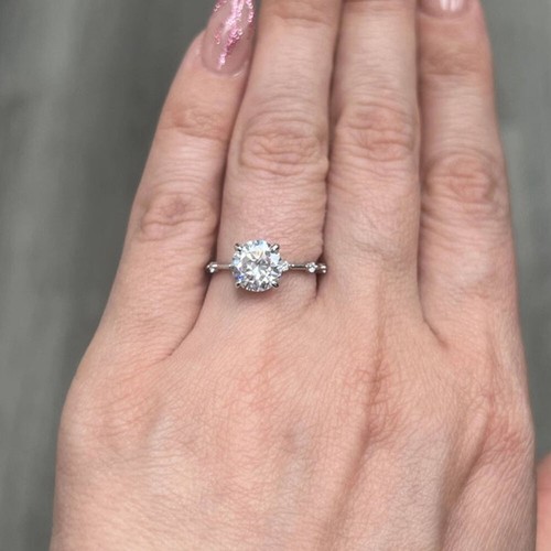 Bague De Fiançailles/Mariage Diamant Radiant 1ct Or Blanc 14k - Créée En Labo - Taille Sur Mesure - Neuf