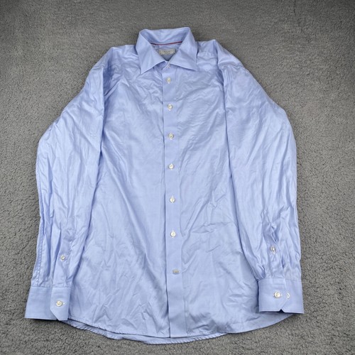 Eton modernes Hemd Herren 16 blau Knopfleiste Baumwolle Langarm