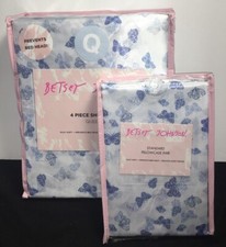 BETSEY JOHNSON 6 PC BUTTERFLIES   SATIN QUEEN SHEET SET  2 Pillowcases NWT
