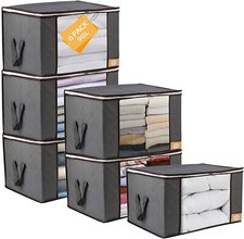 6PC Large Foldable Storage Bag Clothes Blanket Quilt Closet Organizer Box Zipper