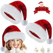 Christmas Santa Hat for Kids - Unisex Velvet Comfort Extra Thicken Xmas for C...