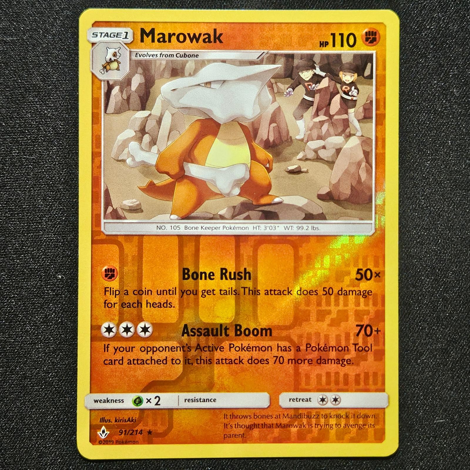 Pokemon MAROWAK 91/214 UNBROKEN BONDS Reverse Holo