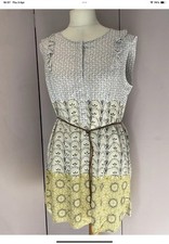 White Stuff  White,Yellow & Black  Tie Waist Shift Dress Uk16 Looks Unworn  PB29