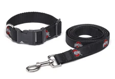 Ohio State Buckeyes Dog Collar & Leash Combo -Made in U.S.A- 3 Sizes - Pet NCAA