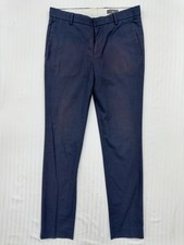 H&M Mens Navy Chino Trousers 32R Low Rise Wid...