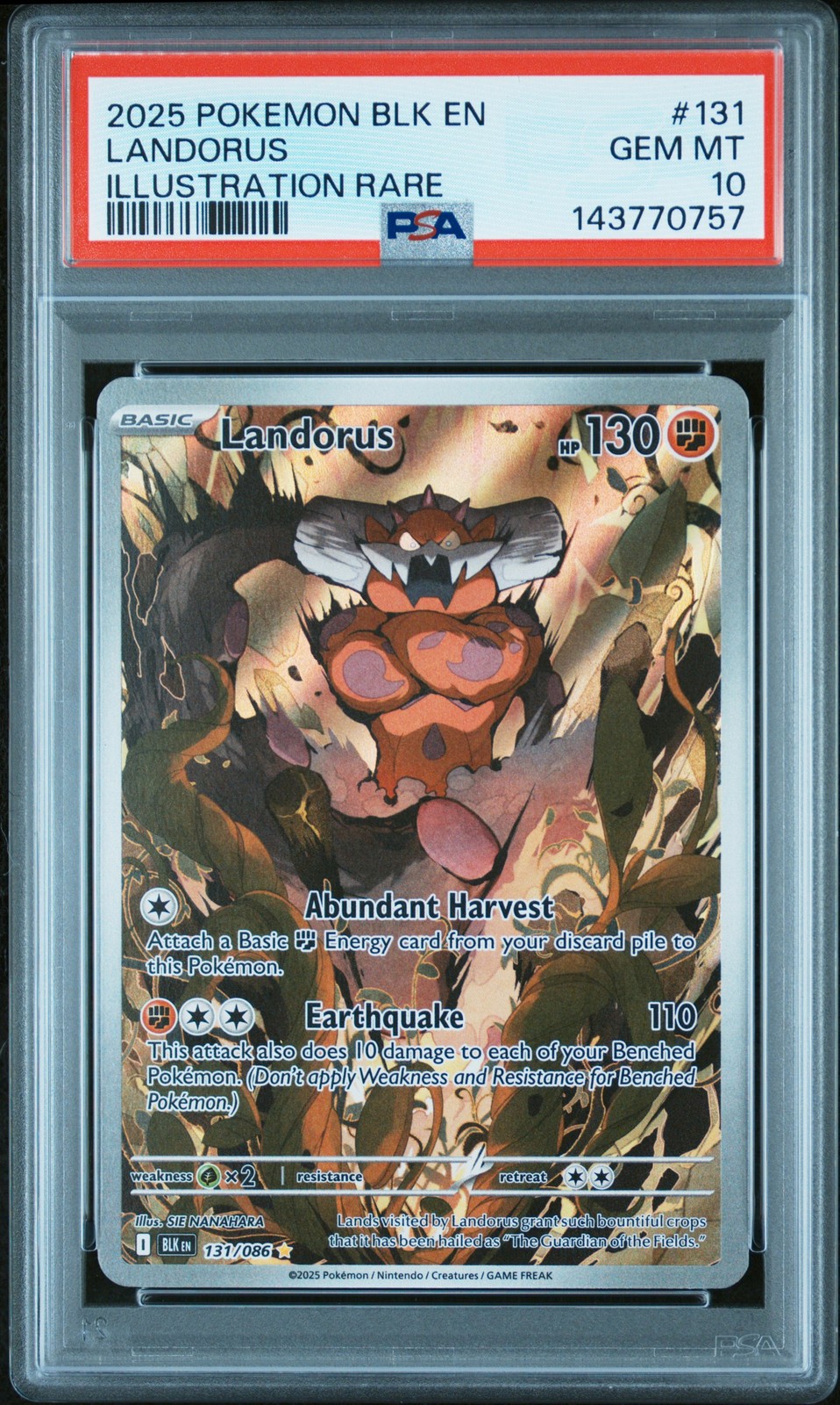 2025 POKEMON BLK EN-BLACK BOLT ILLUSTRATION RARE #131 LANDORUS PSA 10