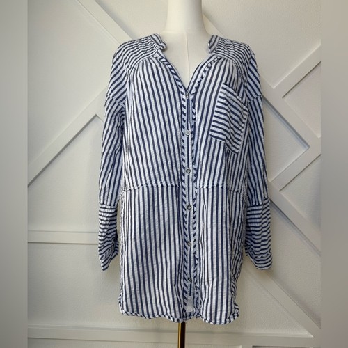 We The Free Oversized One Of The Boys Striped Button Front Tunic Size XS - Picture 2 of 11