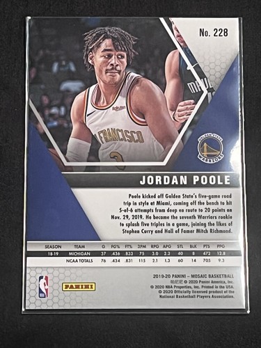 2019-20 Mosaic Jordan Poole Rookie Card Warriors NM - Bild 2 von 2
