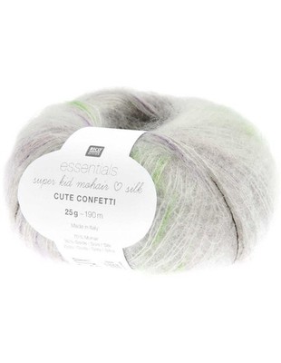 Rico Design  Pelote Essentials Super Kid Mohair liebt Seide süß Konfetti frisch
