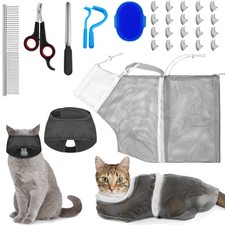 9 Pcs Cat Bathing Bag Set Cat Shower Bag Anti Bite and Scratch for Pet Groomi...