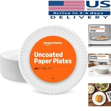 100 Count 9" Eco-Friendly Uncoated White Paper Plates - Microwave Safe