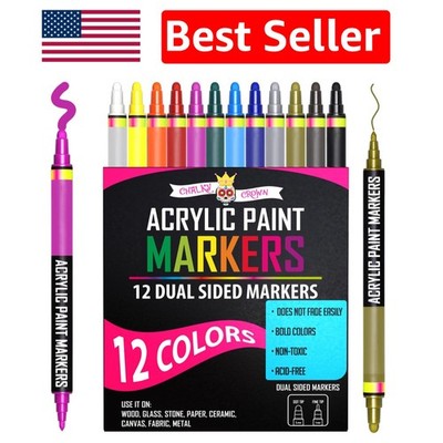 Versatile 12PCS Acrylic Paint Markers - Perfect for Fabric, Wood, and More