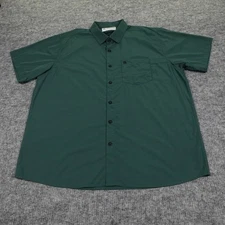 Dixxon Shirt Mens 3XL Green Button Up Performance Bamboo Blend DLUX Short Sleeve