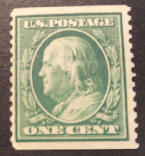 SCOTT #387 MINT NH 1910 FRANKLIN VERTICAL COIL w/ CREASE STK #AU2 CV $400.00