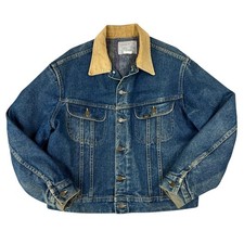Vintage Lee Storm Rider Denim Jacket Made in USA Blanket Lined Corduroy Collar M
