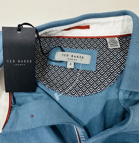 Neu mit Etikett Ted Baker London blau geknöpftes kurzärmliges Polohemd mit Tasche für Herren Größe 3 (M) - Bild 5 von 8