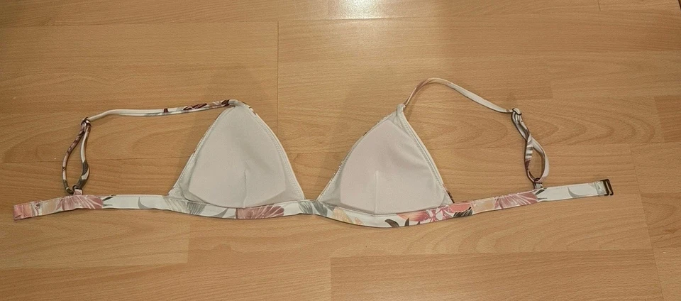 Ripcurl Triangel Bikini Top Oberteil Gr. S 34 weiß rosa Blumen mit Polster - Bild 2 von 2