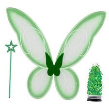 Fairy Wings, Fairy Wand and Glitter - Fairy Costume Accessories - Fairy Green