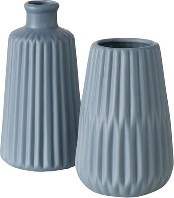 Boltze Vasen Set Esko 2-teilig Keramik Blau Matt skandinavischer Stil ø 8,5 cm